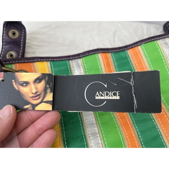 Vintage 90S Y2K‎ Candice Los Angeles Spring Summer Striped Shoulder Bag Purse - Picture 11 of 16